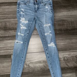 American Eagle Outfitters Blue Skinny Distressed Jeans